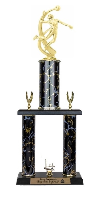 2 Post Trophy<BR>Female Motion Volleyball <BR> 18-22 Inches<BR> 10 Colors