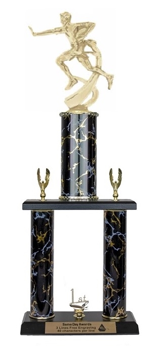 2 Post <BR> Male Motion Flag Football Trophy<BR> 18-23 Inches<BR> 9 Colors