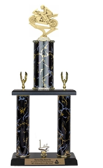2 Post <BR> Racing Motorcycle Trophy<BR> 18-22 Inches<BR> 10 Colors