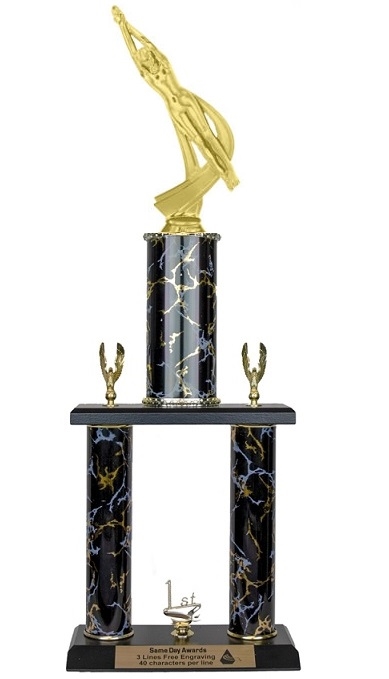 2 Post Trophy <BR>Female Motion Swimming <BR> 18-22 Inches<BR> 10 Colors