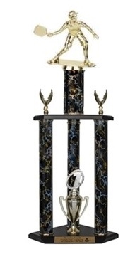 3 Column Trophy<BR> Male Pickleball<BR> 26 to 36 Inches<BR> 10 Colors