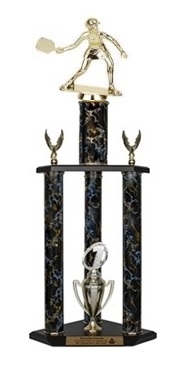 3 Column Trophy<BR> Female Pickleball<BR> 26 to 36 Inches<BR> 10 Colors
