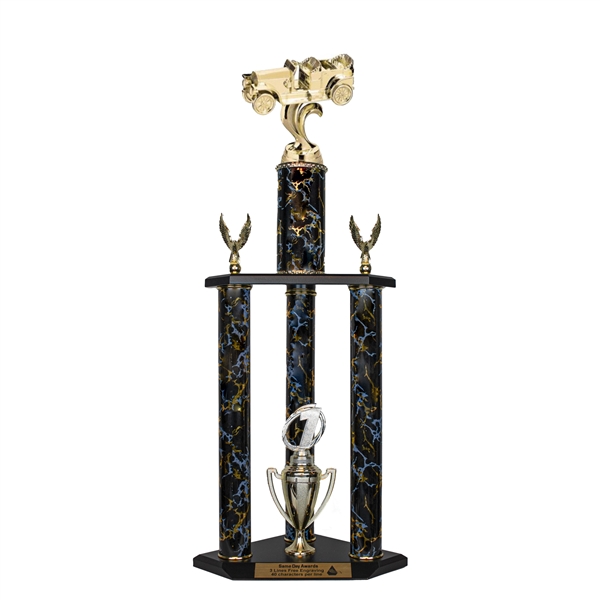 3 Column <BR> Antique Car Trophy <BR> 26 to 32 Inches<BR> 10 Colors