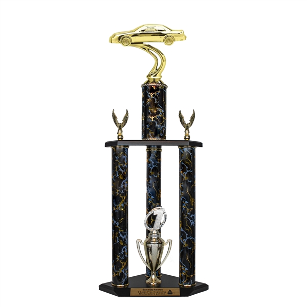 3 Column <BR> Stock Car Trophy <BR> 26 to 32 Inches<BR> 10 Colors