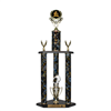 3 Column Trophy<BR> G.O.A.T. Logo Figure <BR> 26 to 36 Inches<BR> 10 Colors
