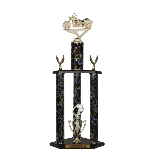 3 Column Trophy<BR> Soft Tail Motorcycle Trophy <BR> 26 to 32 Inches<BR> 10 Colors