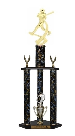 3 Column Trophy<BR> Female Motion Batter<BR> 26 to 36 Inches<BR> 10 Colors