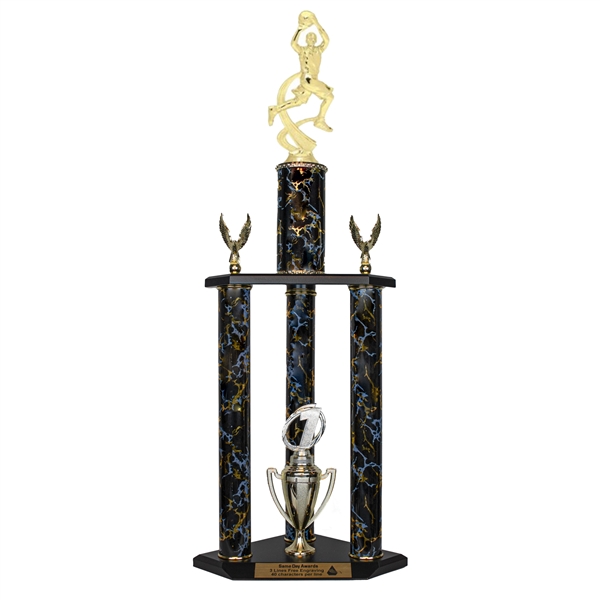 3 Column Trophy<BR> Male Motion Basketball<BR> 26 to 36 Inches<BR> 10 Colors