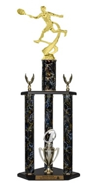 3 Column Trophy<BR> Male Motion Tennis<BR> 26 to 36 Inches<BR> 10 Colors