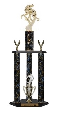 3 Column Trophy<BR> Motion Wrestling<BR> 26 to 36 Inches<BR> 10 Colors