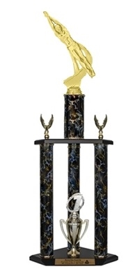 3 Column Trophy<BR> Male Motion Swimming<BR> 26 to 36 Inches<BR> 10 Colors