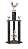 3 Column Trophy<BR> Rooster<BR> 26 to 36 Inches<BR> 10 Colors