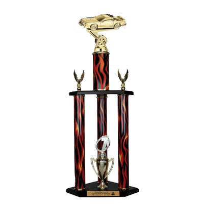 3 Column Flame Trophy<BR> Vintage Camaro Trophy <BR> 26 to 36 Inches