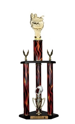 3 Column Flame Trophy<BR> Chili Pot<BR> 26 to 36 Inches