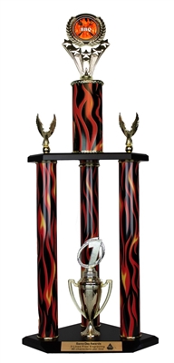 3 Column Flame Trophy<BR> BBQ Flame<BR>Or Custom Logo Trophy<BR> 26 to 36 Inches
