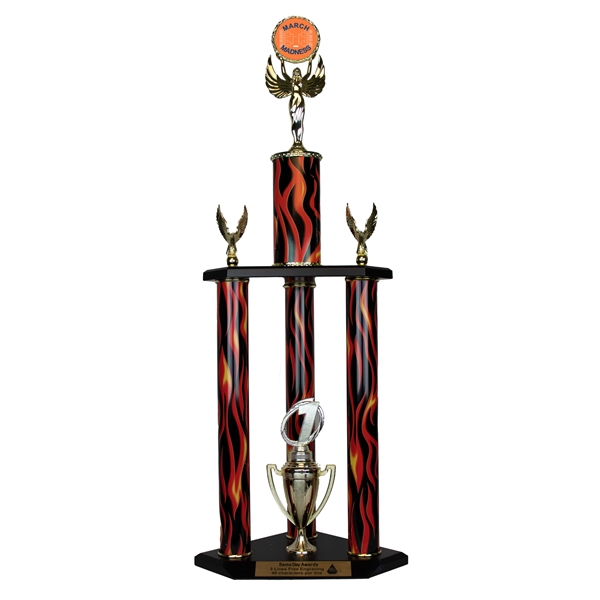 3 Column Flame Column<BR> March Madness Basketball Trophy <BR> 26-36 Inches