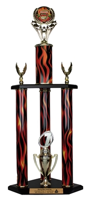 3 Column Flame Trophy<BR> #2 Chili Cook Off<BR>Or Custom Logo Trophy<BR> 26 to 36 Inches