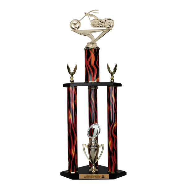 3 Column Flame Trophy<BR> Chopper Trophy <BR> 26 to 32 Inches