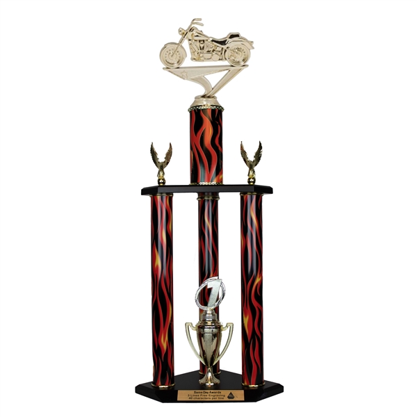 3 Column Flame Trophy<BR> Soft Tail Trophy <BR> 26 to 36 Inches