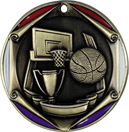 3 Color Die Cast<BR> Basketball Medal<BR> Gold/Silver/Bronze<BR> 2  Inches