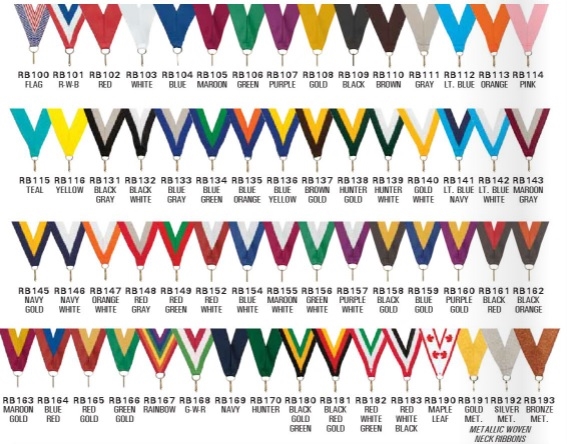 Case of 100<BR> 7/8" x 32"<BR> Medal Neck Ribbons<BR> With Clip