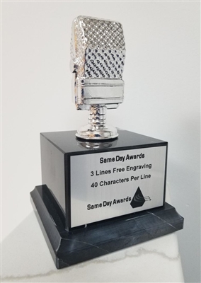Premium Grade Silver<BR> Metal Microphone Trophy<BR> 6.75 Inches