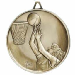 Highest Quality Die Cast<BR> Female Basketball Medal<BR> Gold/Silver/Bronze<BR> 2.5 Inches