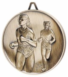 Highest Quality Die Cast<BR> Female Cross Country Medal<BR> Gold/Silver/Bronze<BR> 2.5 Inches