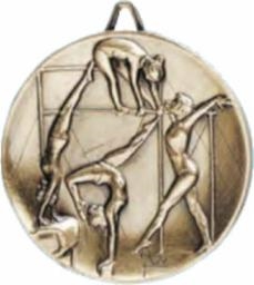 Highest Quality Die Cast<BR> Female Gymnast Medal<BR> Gold/Silver/Bronze<BR> 2.5 Inches