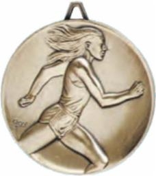Highest Quality Die Cast<BR> Female Track Medal<BR> Gold/Silver/Bronze<BR> 2.5 Inches