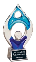 Champion<BR> Art Glass Trophy<BR> 10.25 Inches