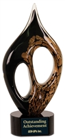 Black & Gold Coral<BR> Art Glass Trophy<BR> 10.25 Inches