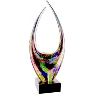 Two Point Rising<BR> Art Glass Trophy<BR> 16.75 Inches