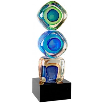 Building Block<BR> Art Glass Trophy<BR> 9.25 Inches