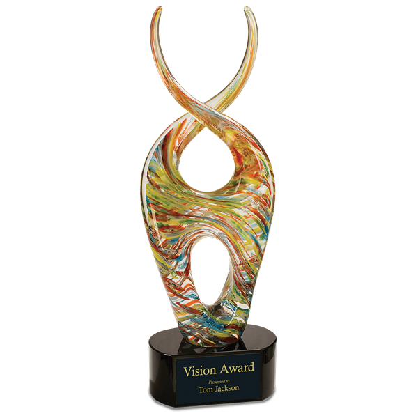 Color Twist<BR> Art Glass Trophy<BR> 14 Inches