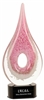Pink Rain Drop<BR> Art Glass Trophy<BR> 12 Inches