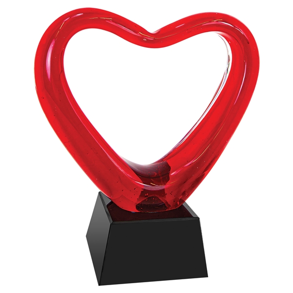 Open Heart<BR> Art Glass Trophy<BR> 6.5 Inches