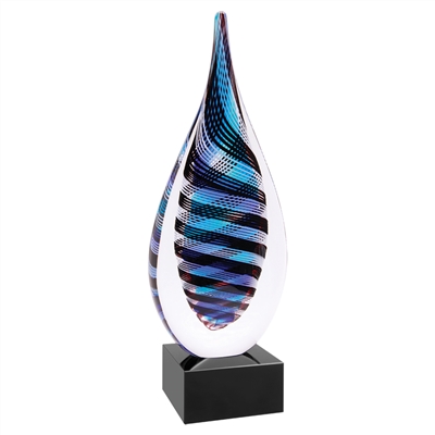 Midnight Rain<BR> Art Glass Trophy<BR> 12 Inches