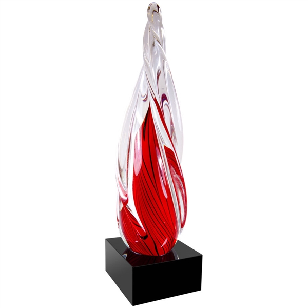 Red Candy Twist<BR> Art Glass Trophy<BR> 12 Inches