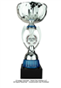 Silver & Blue Custom Logo<BR> Metal Trophy Cup<BR> 12 to 13.5 Inches