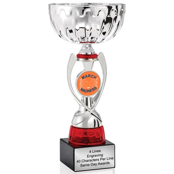 Silver & Red March Madness<BR> Or Custom Logo <BR> Metal Cup<BR> 11.75 to 13 Inches