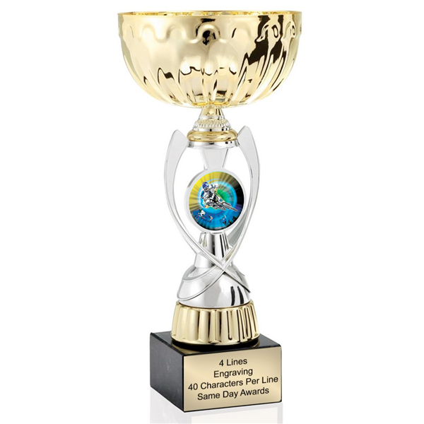 Gold BMX<BR> Or Custom Logo<BR> Metal Trophy Cup<BR>  11.75 to 13 Inches