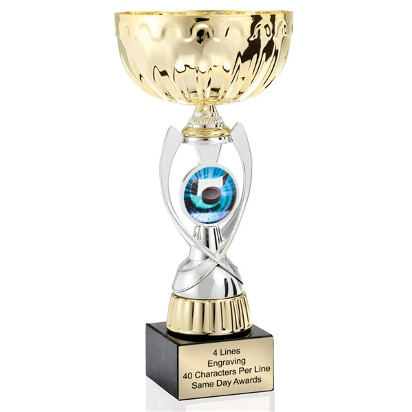 Gold Hockey<BR> Or Custom Logo<BR> Metal Trophy Cup<BR> 11.75 to 13 Inches