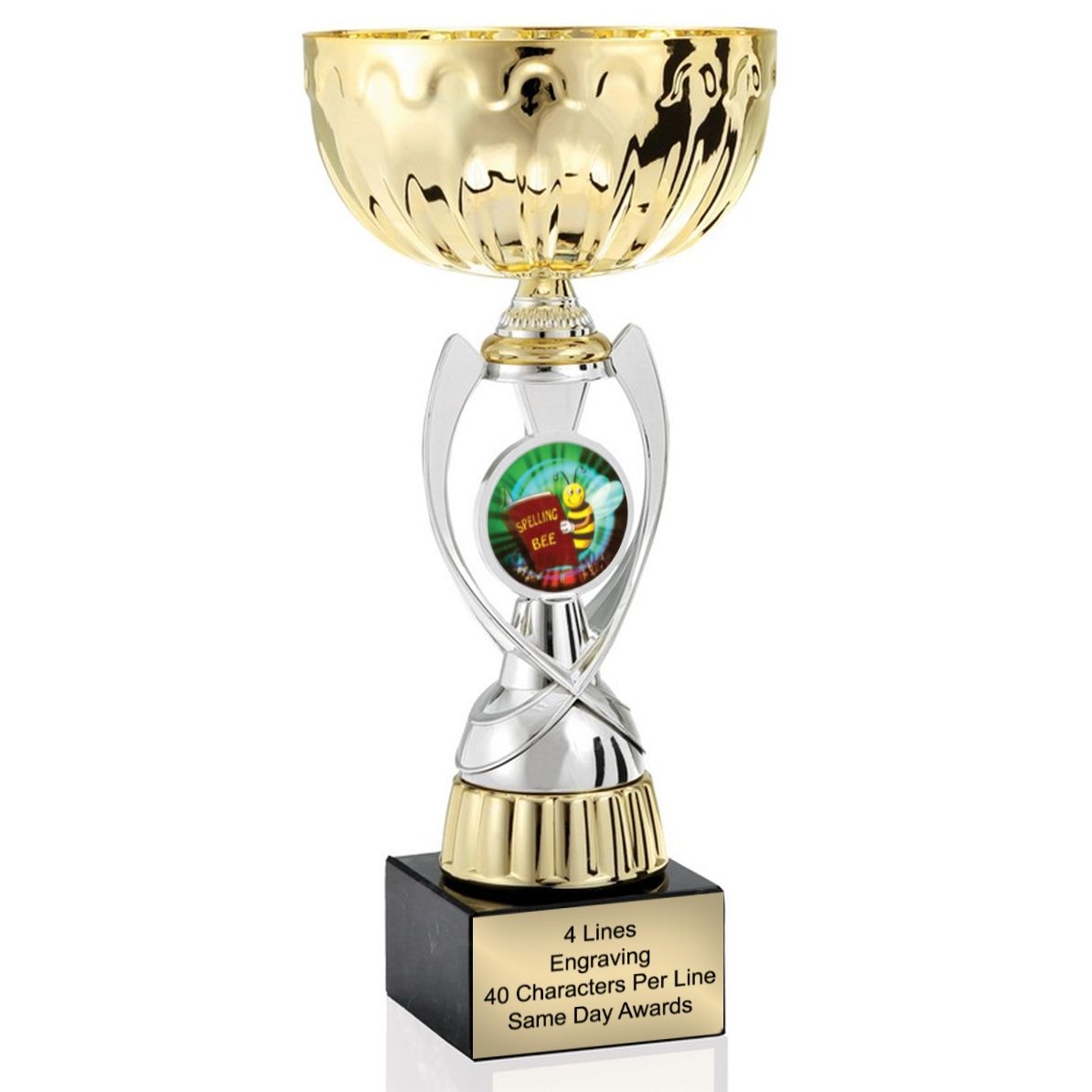 Silver or Gold Eternal Flame Trophy Cup in 3 Sizes engraving up to 30 Letters 