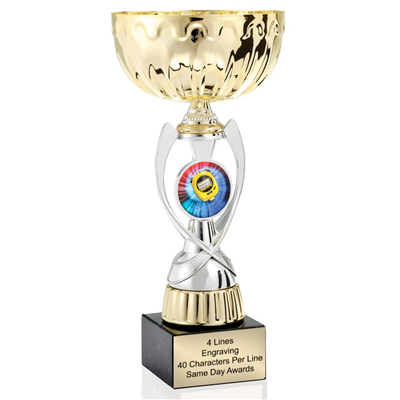 Gold Swimming<BR> Or Custom Logo<BR> Metal Trophy Cup<BR>  11.75 to 13 Inches