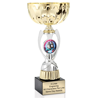 Gold Wrestling<BR> Or Custom Logo<BR> Metal Trophy Cup<BR>  11.75 to 13 Inches