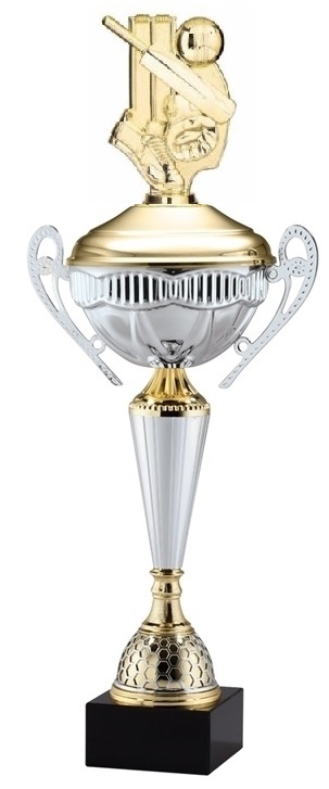 Polaris Metal Trophy Cup<BR> Cricket Theme<BR> 21 Inches
