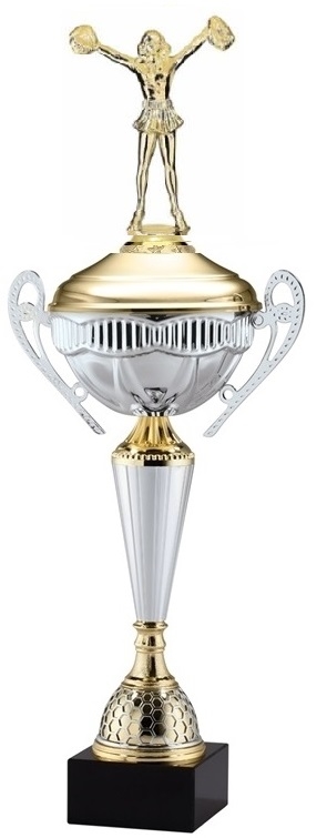 Polaris Metal Trophy Cup <BR> Pom Pom Cheer <BR> 21 Inches