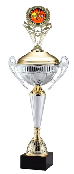 Polaris Metal Trophy Cup <BR> Pickleball Flame Logo <BR> 21 Inches