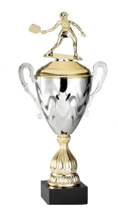 Premium Metal Gold/Silver<BR> Female Pickleball Trophy Cup<BR> 20 Inches
